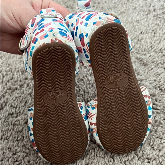 Monkey Feet Leather Americana 4th Of July Scalloped Toddler Flats - Picture 3 of 6